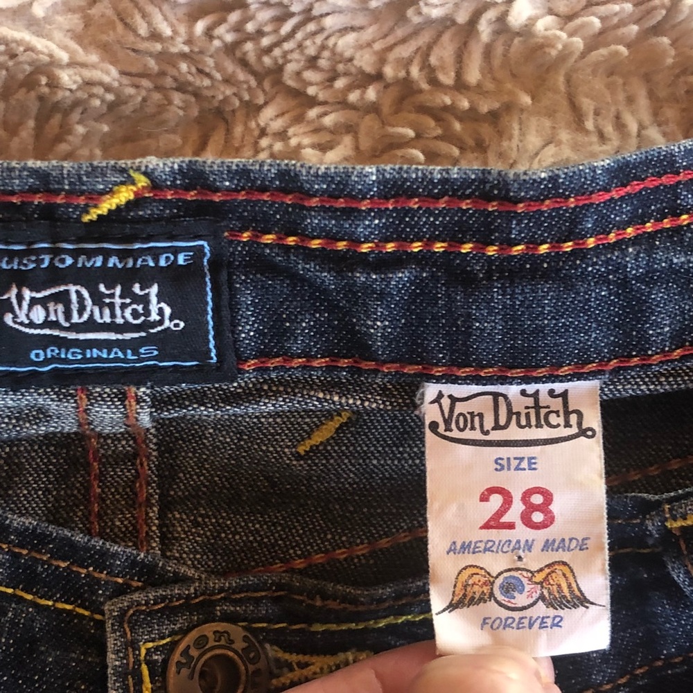 RELIST & SOLD 😃Von Dutch Colored LOGO Jeans Pink Green Motorcyles & Race Cars - Picture 8 of 12